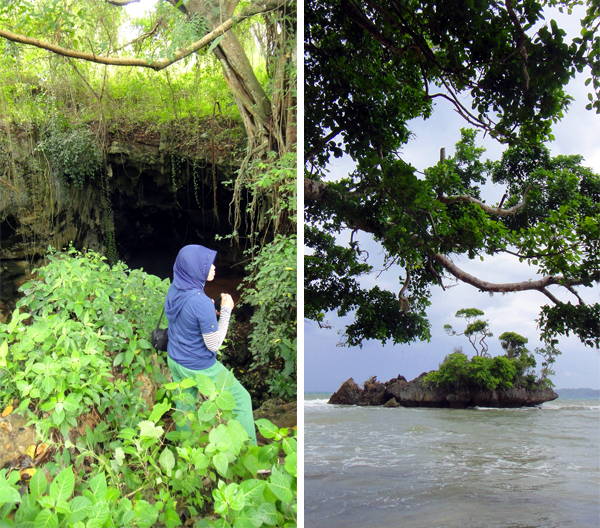 Gua Tembus Baloiya (kiri); Pulau di Pantai (kanan)
