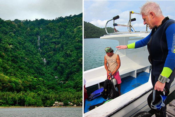 Air Terjun Tujuh Tingkat (kiri);Diver Mancanegara (kanan)