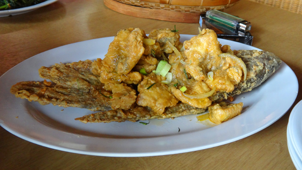 gurami goreng - daging file gurami digoreng crispy dengan tepung