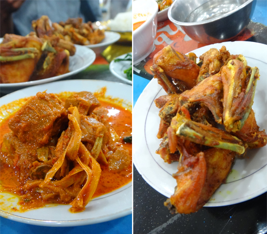 sayur nangka  (kiri) - ayam goreng (kanan)