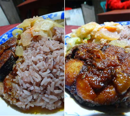 menu "Laryss" - nasi merah dan seafood