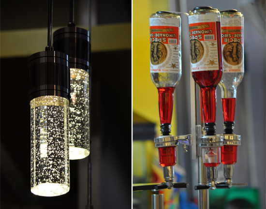 ornamen lampu (kiri) - botol sirup (kanan)