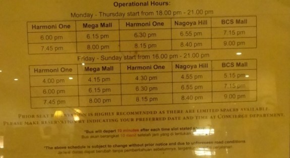 jadwal transportasi gratis 