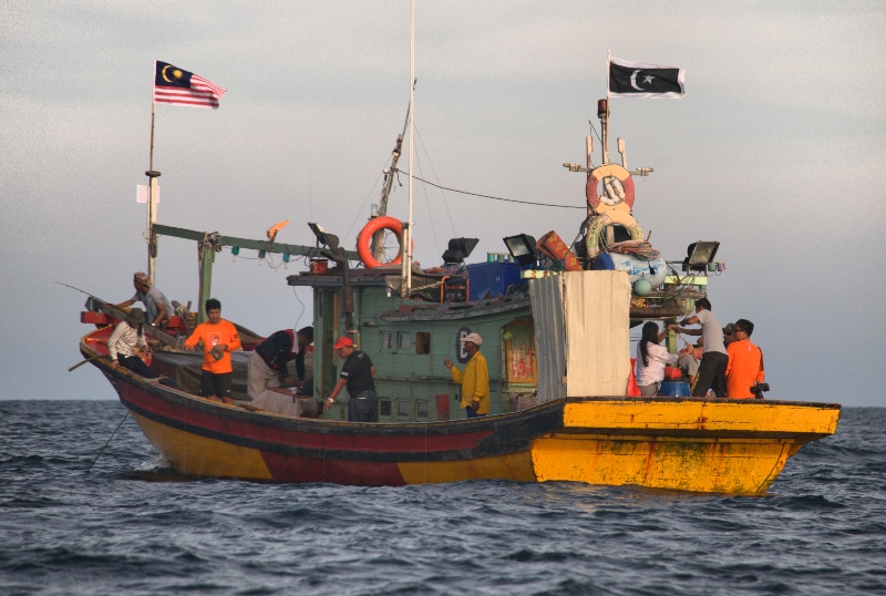 bersemangat memancing sotong