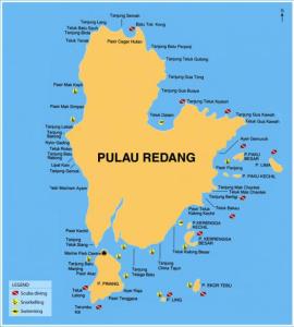 peta snorkeling dan scuba diving Pulau Redang