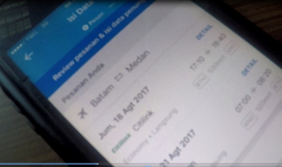 Pesan tiket pp Batam - Medan dengan Traveloka App