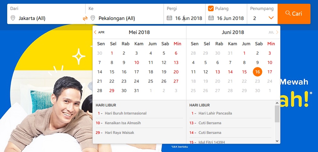 Ternyata tiket kereta api dari tanggal 18 Juni 2018 sampai akhir bulan Juni sudah habis dipesan.