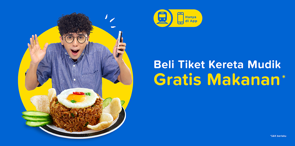 Mau makan gratis di kereta api, pesan tiketnya di aplikasi tiket.com yuk!