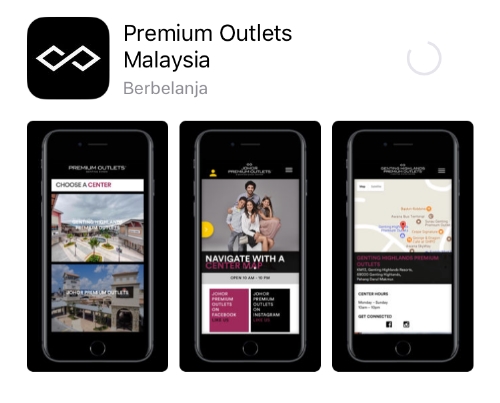 Dapatkan informasi penawaran khusus di aplikasi Premium Outlets