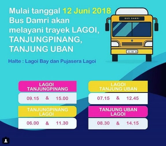 Perhatikan jadwal trayek bis damri Lagoi, Tanjung Pinang dan Tanjung Uban. Baru membuat itinerary perjalanan!