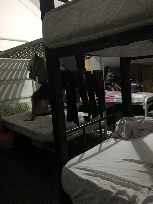 Penampakan ranjang di kamar hostel 