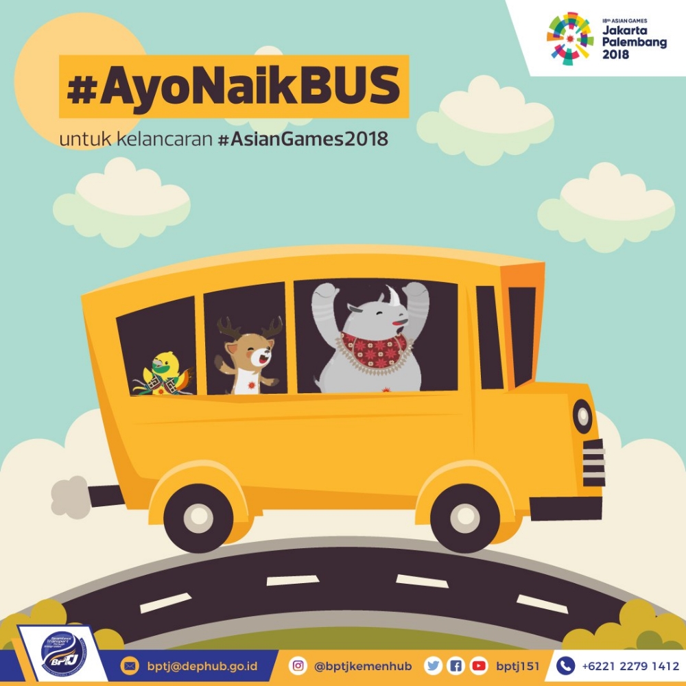 Biar nggak repot cari tempat parkir saat menonton Asian Games 2018, kita naik bis saja yuk ke venue.