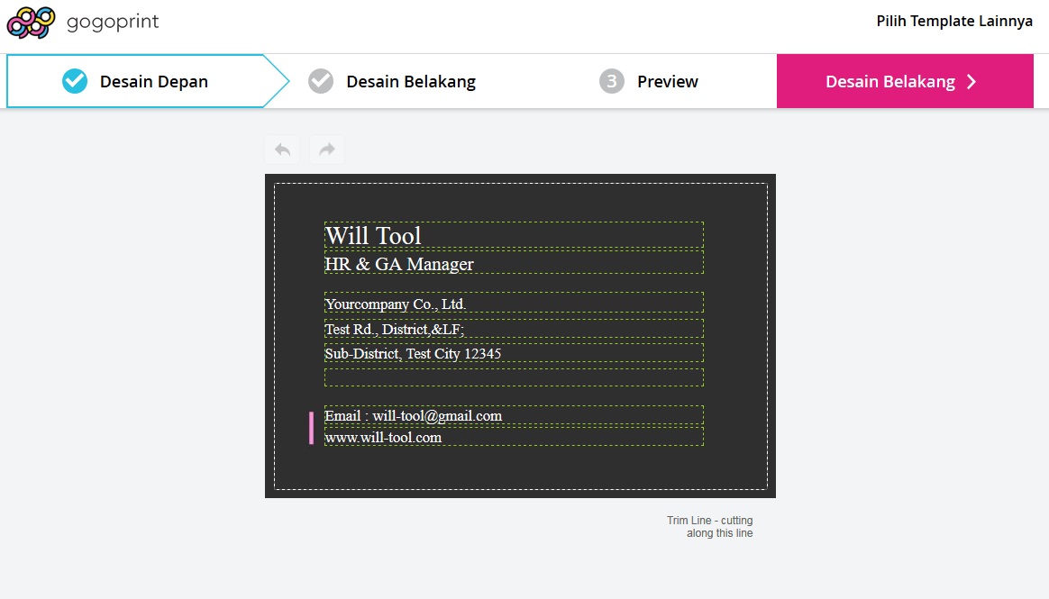 Mari mengisi informasi kartu nama
